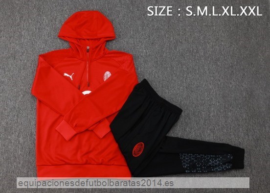 Nuevo Conjunto Completo Chaqueta Con Capucha AC Milan 23/24 Rojo Negro Baratas